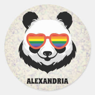 Niedlicher Panda-Bär Regenbogen LGBTQ Runder Aufkleber