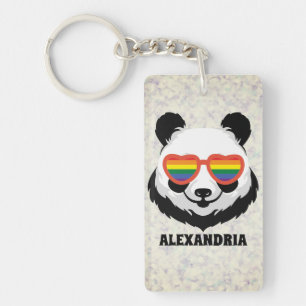 Niedlicher Panda-Bär Regenbogen LGBTQ Schlüsselanhänger