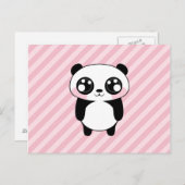 Niedlicher Panda Bär Rosa Streifen Hintergrund Postkarte (Vorne/Hinten)