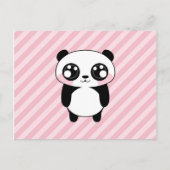 Niedlicher Panda Bär Rosa Streifen Hintergrund Postkarte (Vorderseite)