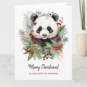 Niedlicher Panda Bär Rustikale Weihnachtsbotaniki Karte
