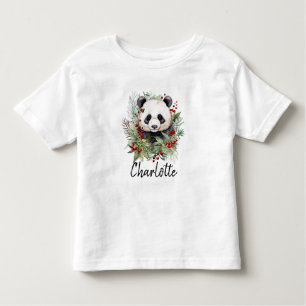 Niedlicher Panda Bär Rustikale Weihnachtsbotaniki Kleinkind T-shirt
