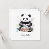 Niedlicher Panda Bär Rustikales Ostern Karte (Vorderseite/Rückseite Beispiel)