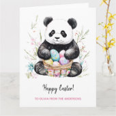 Niedlicher Panda Bär Rustikales Ostern Karte (Gelbe Blume)