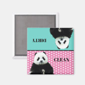 Niedlicher Panda Bär Sauberer Dirty Blue Pink Gesc Magnet (Vorderseite/Rückseite)