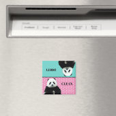 Niedlicher Panda Bär Sauberer Dirty Blue Pink Gesc Magnet (In Situ (Geschirrspüler))