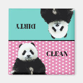 Niedlicher Panda Bär Sauberer Dirty Blue Pink Gesc Magnet (Vorne)