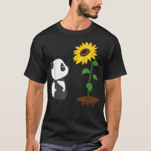 Niedlicher Panda Bär Sonnenblume Sommer Sonnensche T-Shirt