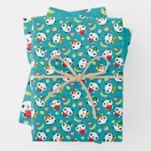 Niedlicher Panda-Bär und Kawaii-Fruchtmuster Geschenkpapier Set (Beispiel)
