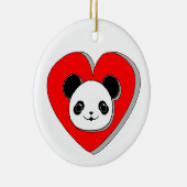 Niedlicher Panda-Bär und Rotes Herz Zeichnend Keramik Ornament (Rechts)