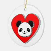 Niedlicher Panda-Bär und Rotes Herz Zeichnend Keramik Ornament (Links)