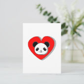 Niedlicher Panda-Bär und Rotes Herz Zeichnend Postkarte (Stehend Vorderseite)