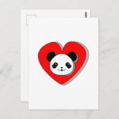 Niedlicher Panda-Bär und Rotes Herz Zeichnend Postkarte (Vorne/Hinten)