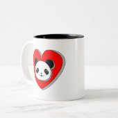 Niedlicher Panda-Bär und Rotes Herz Zeichnend Zweifarbige Tasse (Vorderseite Links)