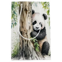 Niedlicher Panda-Bär von Bambus-Baum