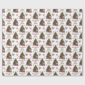 Niedlicher Panda Bär Weihnachtsbaum Kinder Geschenkpapier (Flach)