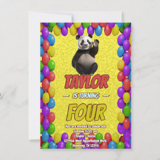 Niedlicher Panda-Bär zum Geburtstag einladen Einladung