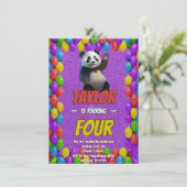 Niedlicher Panda-Bär zum Geburtstag einladen Einladung (Stehend Vorderseite)