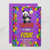 Niedlicher Panda-Bär zum Geburtstag einladen Einladung (Vorne/Hinten)