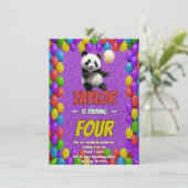 Niedlicher Panda-Bär zum Geburtstag einladen Einladung (Stehend Vorderseite)