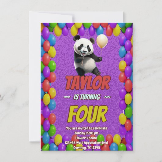 Niedlicher Panda-Bär zum Geburtstag einladen Einladung (Vorderseite)