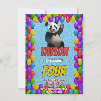 Niedlicher Panda-Bär zum Geburtstag einladen Einladung