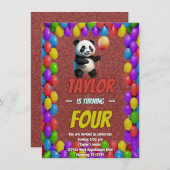 Niedlicher Panda-Bär zum Geburtstag einladen Einladung (Vorne/Hinten)