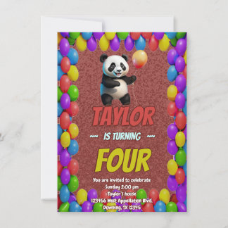 Niedlicher Panda-Bär zum Geburtstag einladen Einladung