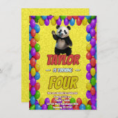 Niedlicher Panda-Bär zum Geburtstag einladen Einladung (Vorne/Hinten)