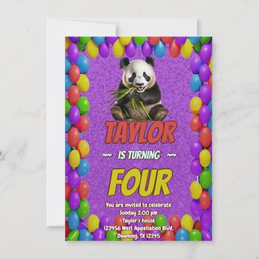 Niedlicher Panda-Bär zum Geburtstag einladen Einladung (Vorderseite)