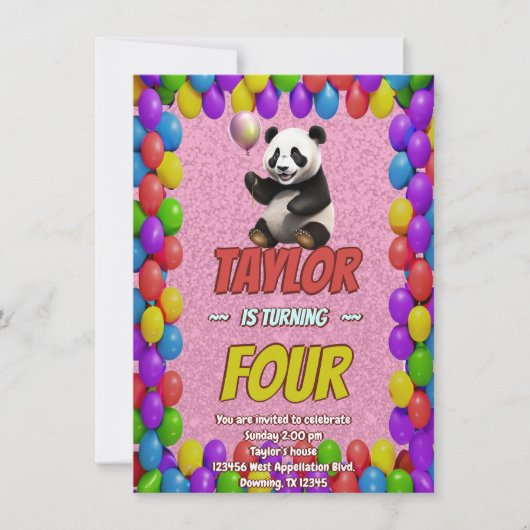 Niedlicher Panda-Bär zum Geburtstag einladen Einladung (Vorderseite)