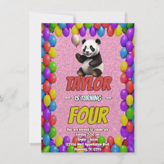 Niedlicher Panda-Bär zum Geburtstag einladen Einladung