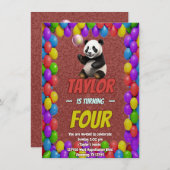 Niedlicher Panda-Bär zum Geburtstag einladen Einladung (Vorne/Hinten)