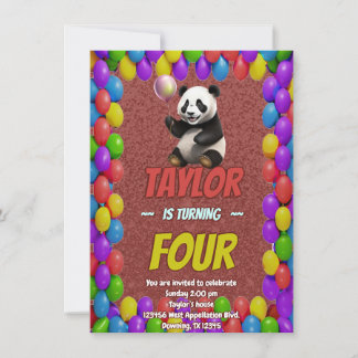 Niedlicher Panda-Bär zum Geburtstag einladen Einladung