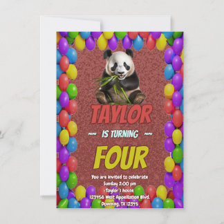 Niedlicher Panda-Bär zum Geburtstag einladen Einladung