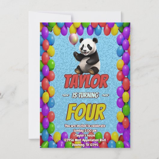 Niedlicher Panda-Bär zum Geburtstag einladen Einladung (Vorderseite)