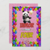 Niedlicher Panda-Bär zum Geburtstag einladen Einladung (Vorne/Hinten)