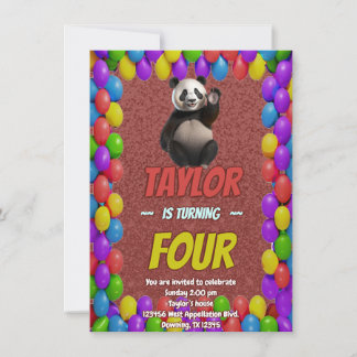Niedlicher Panda-Bär zum Geburtstag einladen Einladung