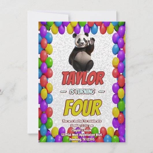 Niedlicher Panda-Bär zum Geburtstag einladen Einladung (Vorderseite)