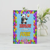 Niedlicher Panda-Bär zum Geburtstag einladen Einladung (Stehend Vorderseite)