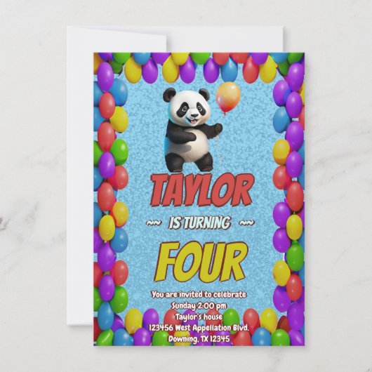 Niedlicher Panda-Bär zum Geburtstag einladen Einladung (Vorderseite)