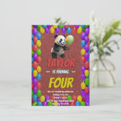 Niedlicher Panda-Bär zum Geburtstag einladen Einladung (Stehend Vorderseite)