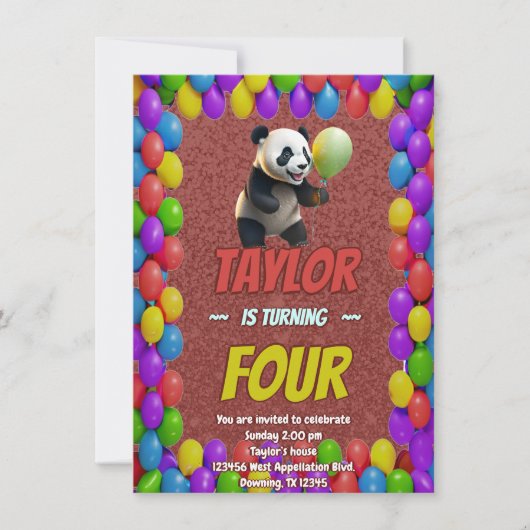 Niedlicher Panda-Bär zum Geburtstag einladen Einladung (Vorderseite)
