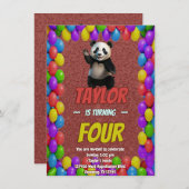 Niedlicher Panda-Bär zum Geburtstag einladen Einladung (Vorne/Hinten)