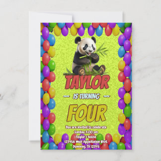 Niedlicher Panda-Bär zum Geburtstag einladen Einladung