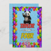 Niedlicher Panda-Bär zum Geburtstag einladen Einladung (Vorne/Hinten)
