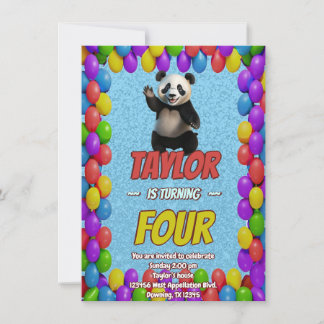 Niedlicher Panda-Bär zum Geburtstag einladen Einladung
