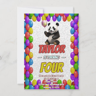 Niedlicher Panda-Bär zum Geburtstag einladen Einladung