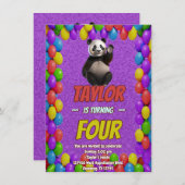 Niedlicher Panda-Bär zum Geburtstag einladen Einladung (Vorne/Hinten)