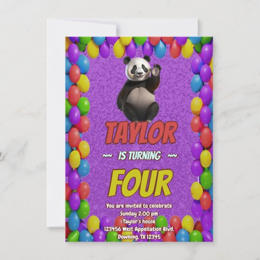 Niedlicher Panda-Bär zum Geburtstag einladen Einladung (Vorderseite)